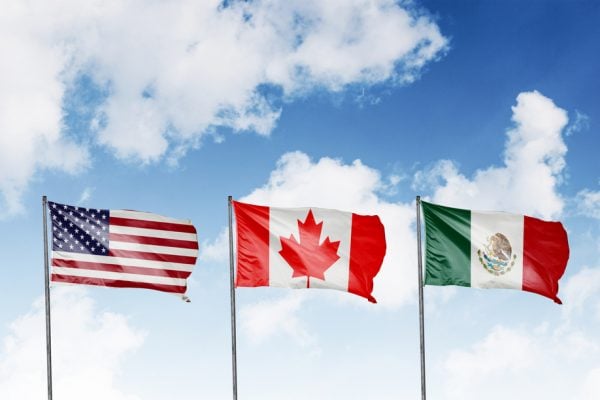 TN visa, american, canadian, and mexican flags