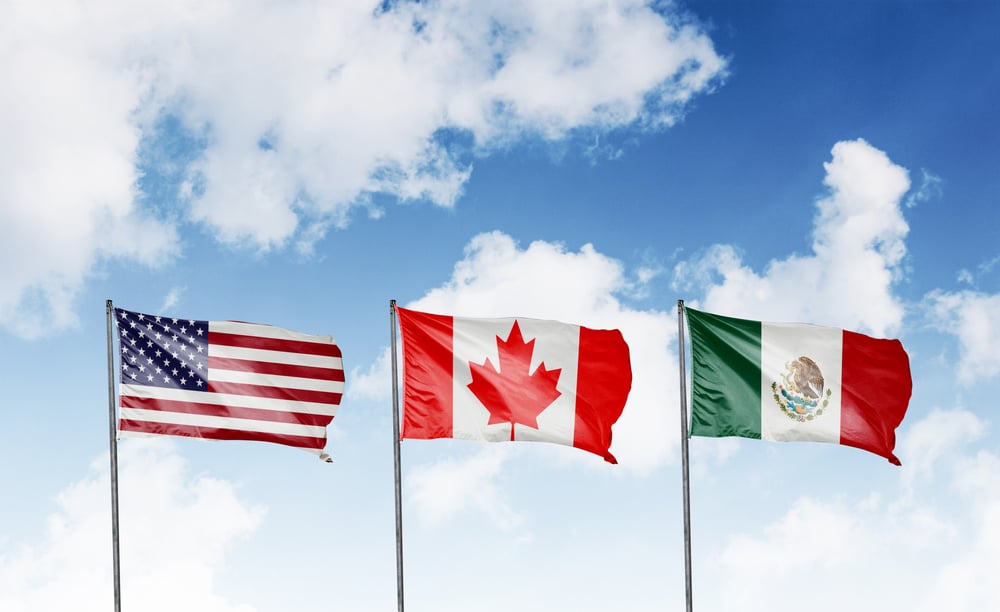 TN visa, american, canadian, and mexican flags