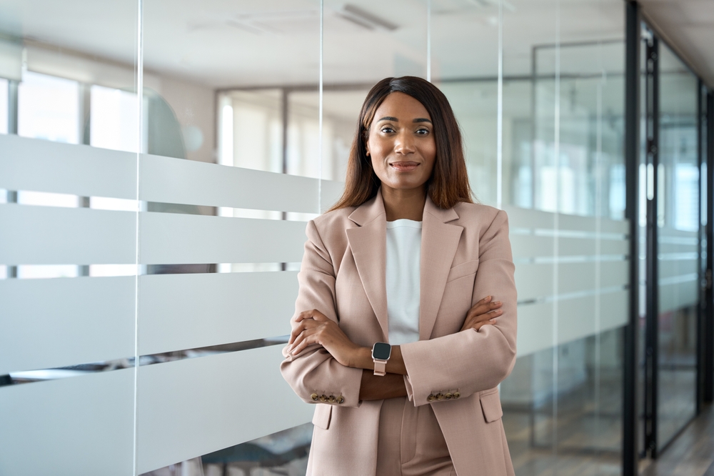 Business woman smiling at camera