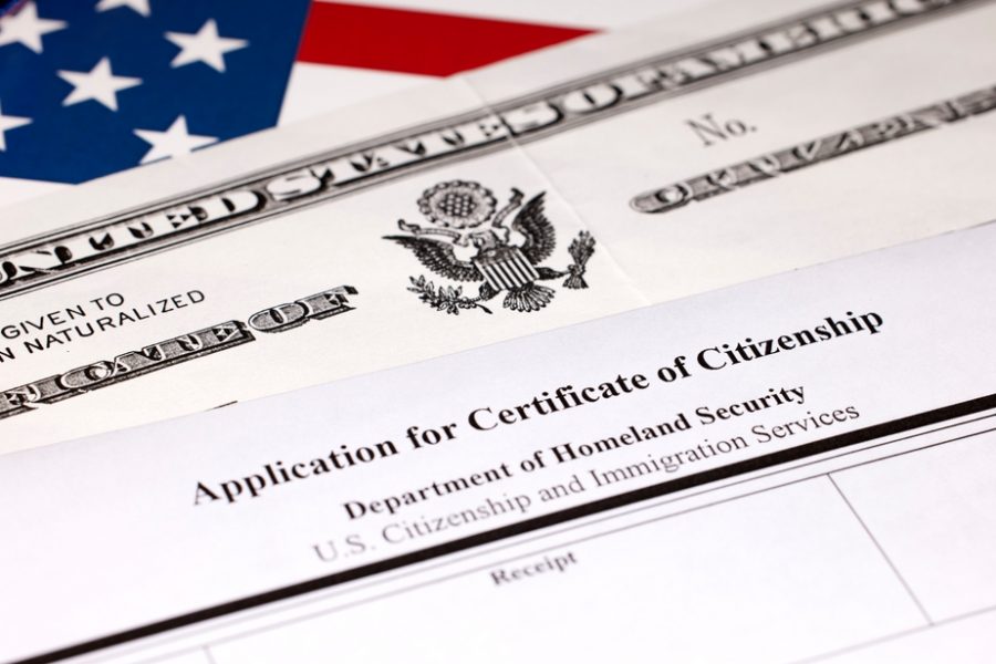 Closeup of a form reading Application for Certificate of Citizenship