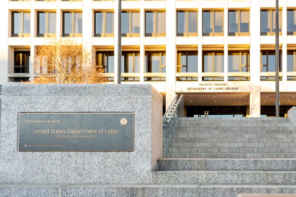 Exterior of the U.S. Department of Labor Frances Perkins Building.